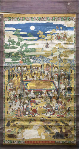 A JAPANESE NIRVANA PAINTINGD, TOKUGAWA SHOGUNATE FAMILY, A WORK OF Hanabusa Itchō 德川幕府家涅槃圖，英一蝶作