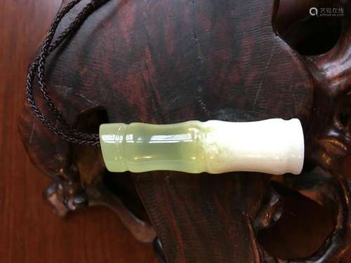 All natural xiuyan jade bamboo pendant