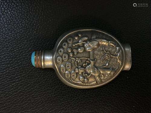 all natural Tibetan silver snuff bottle