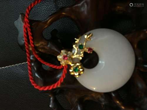 All natural Gold silk jade pendant