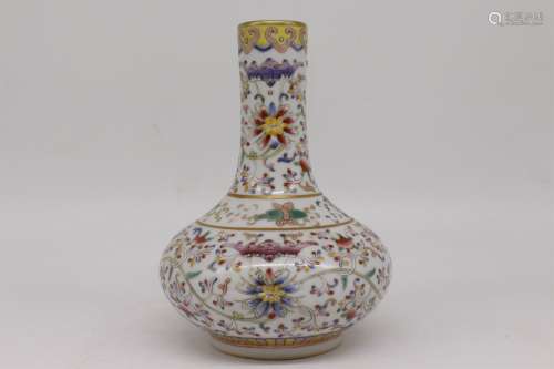 A Chinese Famille Rose Ceramic Vase