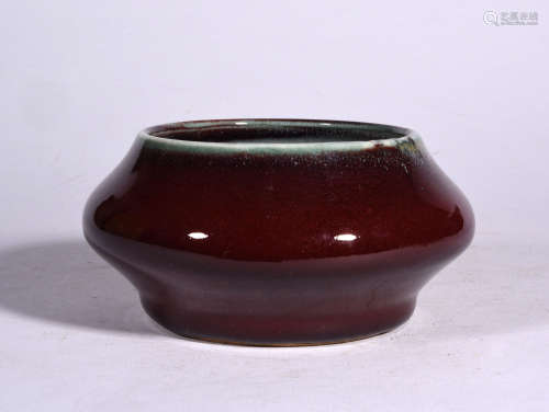 A Chinese Red Glazed Porcelain Washer