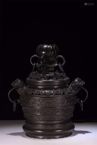 A Chinese Red Sandalwood Incense Burner