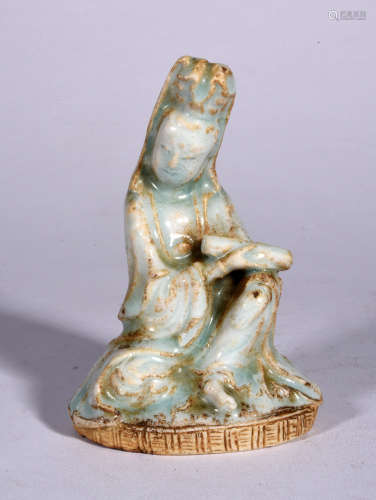 A Chinese White Glaze Porcelain Statue of Guanyin
