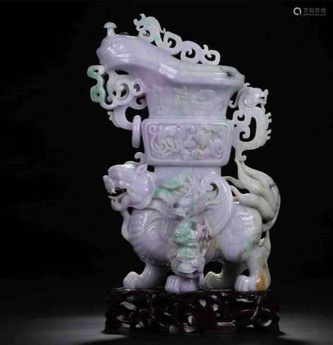 A Chinese Jadeite Animal Shaped Vase