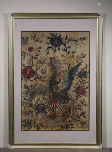 A Chinese Phoenix Embroidery Hanging Screen