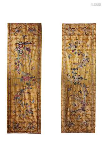 A Pair of Chinese Bird-and-flower Embroideries