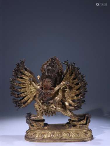 A Chinese Bronze Gilding Statue of Yamantaka