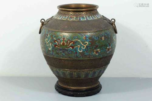 A Chinese Bronze Enamel Floral Vase