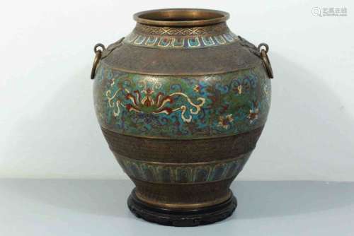 A Chinese Bronze Enamel Floral Vase