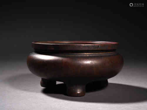 A Chinese Three-Legged Bronze Incense Burner