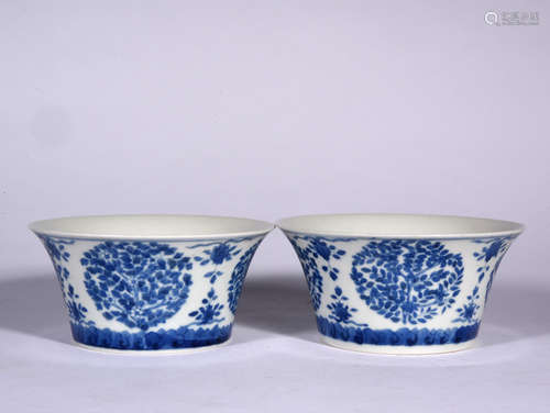 A Pair of Chinese Blue and White Porcelain Bowls