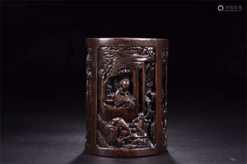 A Chinese Aloeswood Brush Pot