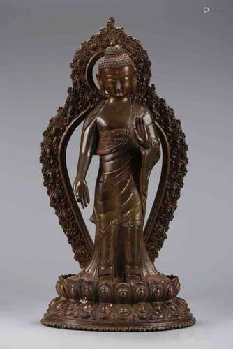 A Chinese Bronze Statue of Sakyamui