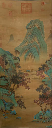 A Chinese Vertical Silk Scroll, Chouying Mark