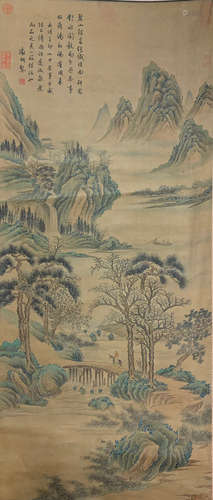 A Chinese Vertical Silk Scroll, Wen Zhengming Mark