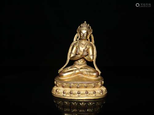 A Chinese Bronze Gilding Statue of Vajradhara