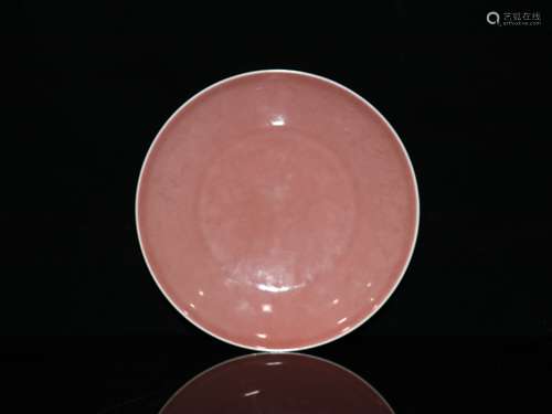 A Chinese Red Glazed Porcelain Plate