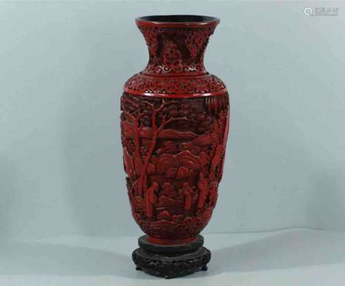 A Chinese Lacquered Wood Vase