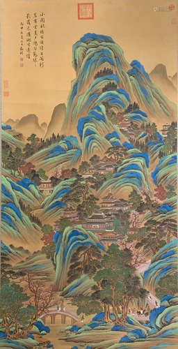 A Chinese Vertical Silk Scroll, Wen Zhengming Mark