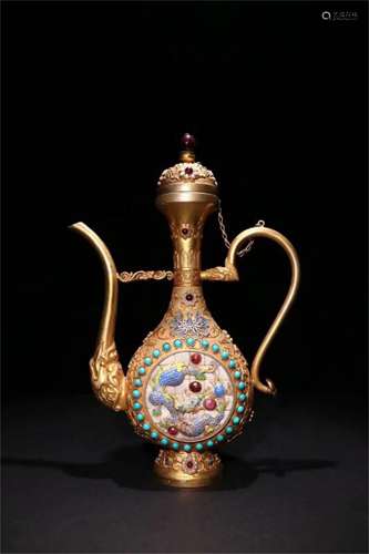 A Chinese Bronze Gilding Ewer