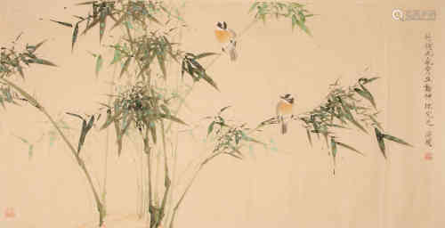 A Chinese Bamboo&Birds Painting, Yu Fei'an Mark