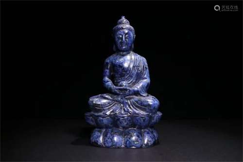 A Chinese Lapis Stone Statue of Bhaisajyaguru