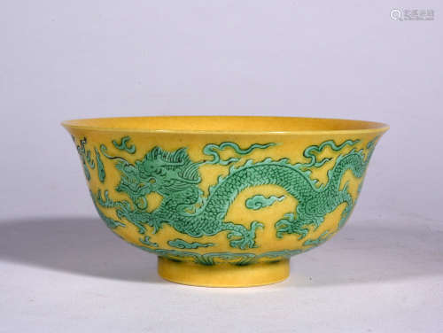 A Chinese Yellow-Ground Porcelain Bowl  