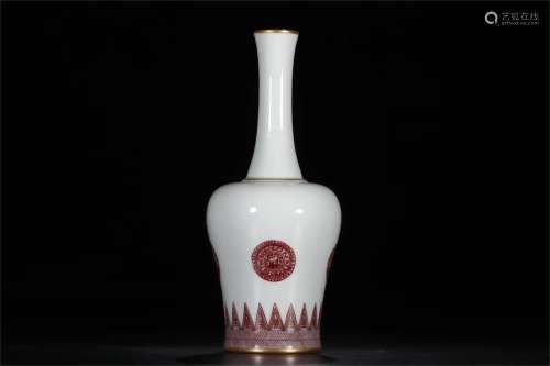 A Chinese Underglazed Red Porcelain Bell-shaped Zun