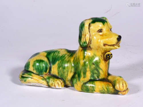 A Chinese Dog Shape Plain Tricolour Porcelain Water Dropper