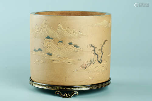 A Chinese Redwear Brush Pot