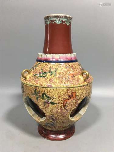 A Chinese Famille Rose Porcelain Revolving Vase