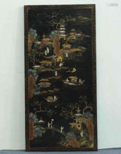 A Chinese Laquered Wood Gilt Hanging Screen