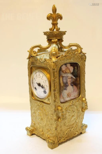 19th.C Bronze w Miniature Carriage Clock