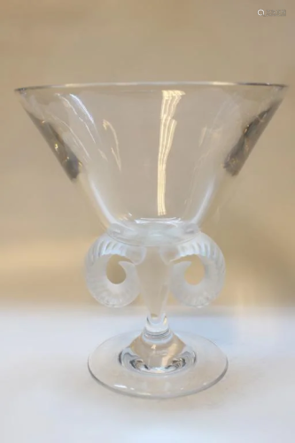 Lalique Glass Vase w Round Handle