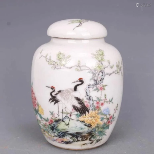 Chinese Famille Rose Porcelain Cover Vase,Mark