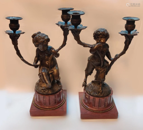 Two Bronze Candle Holder