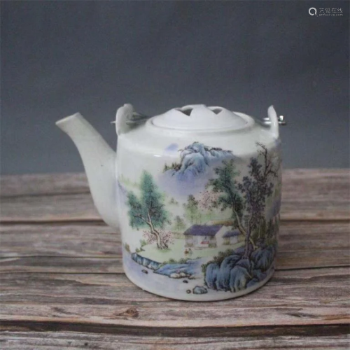 Chinese Famille Rose Porcelain Teapot,Mark