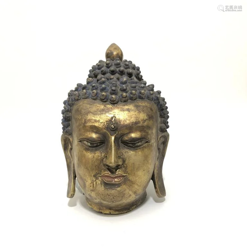 Chinese Gilt Bronze Buddha Head