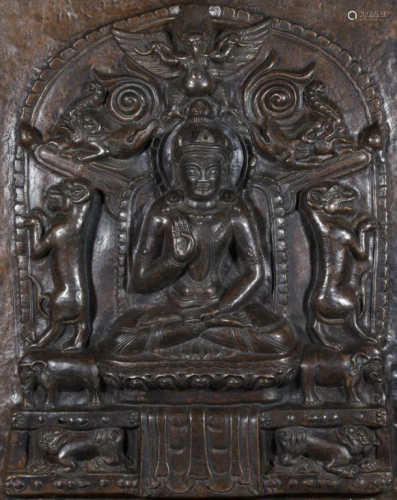 Chinese Bronze Plaque Engrave Buddha