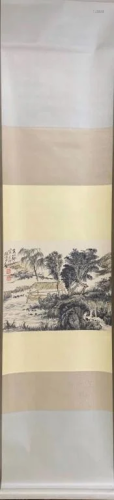 Chinese Ink Landscape Scroll Painting, Signed