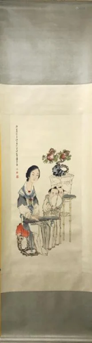 Chinese Ink Color Scroll Painting, Qian HuiAn