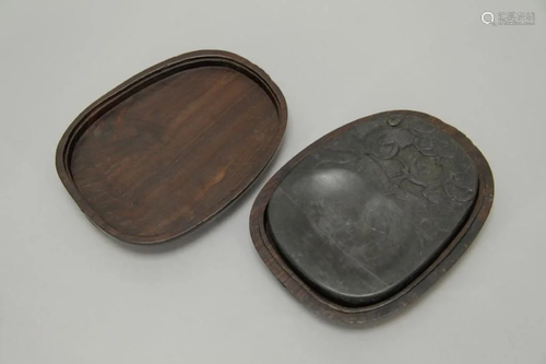 Republic Inkstone with carved fruit-shaped Box