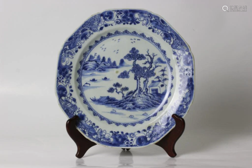 18th.C Chinese Blue and White Porcelain Plate