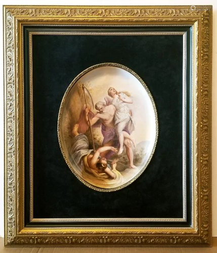 Lrg 19C Royal Vienna H/P Porcelain Plaque_x000D_