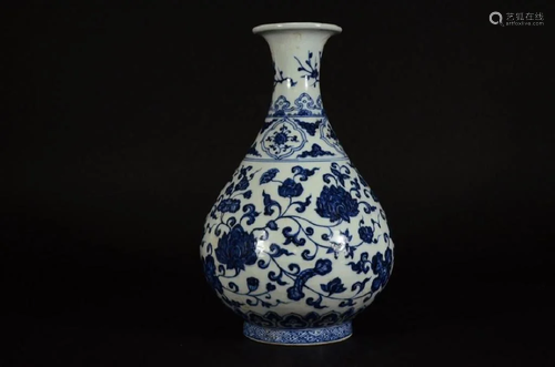 BLUE AND WHITE LOTUS VASE,