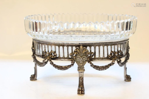 German 800 Silver&Cut Crystal Oval Center Piece