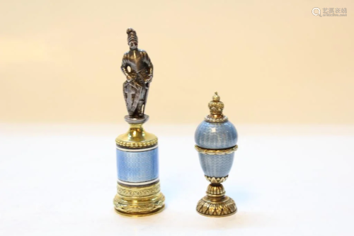 Two Russian Enamel on Silver Miniature Pieces