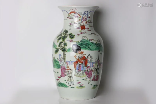 Chinese Famille Rose Porcelain Vase Made into Lamp