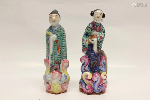 Two Chinese Famille Rose Porcelain Figurines